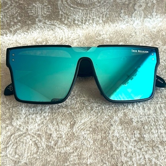 Brand New True Religion Mirrored Shield Aviator Mens Sunglasses Matte Black - Picture 16 of 16